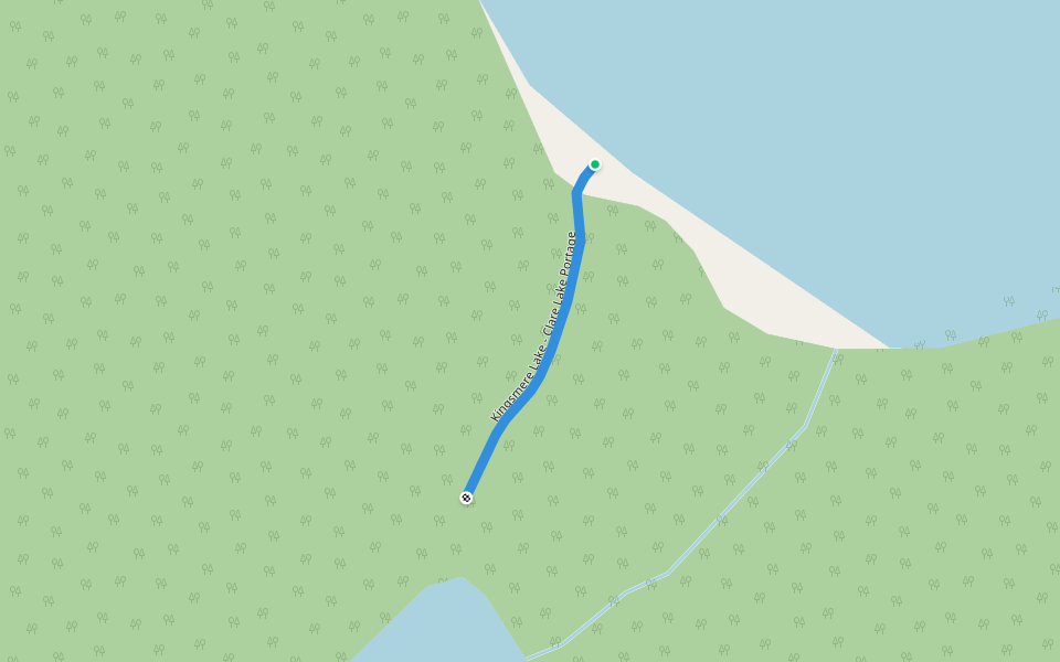 Kingsmere Lake - Clare Lake Portage walking route map in Waskesiu Lake