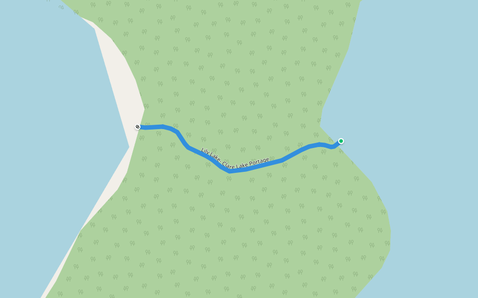 Lily Lake- Clare Lake Portage walking route map in Waskesiu Lake