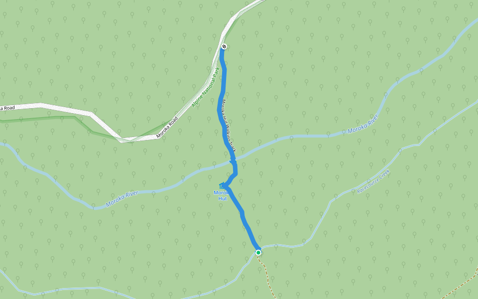 Moroka Hut Walking Track walking route map in Moroka