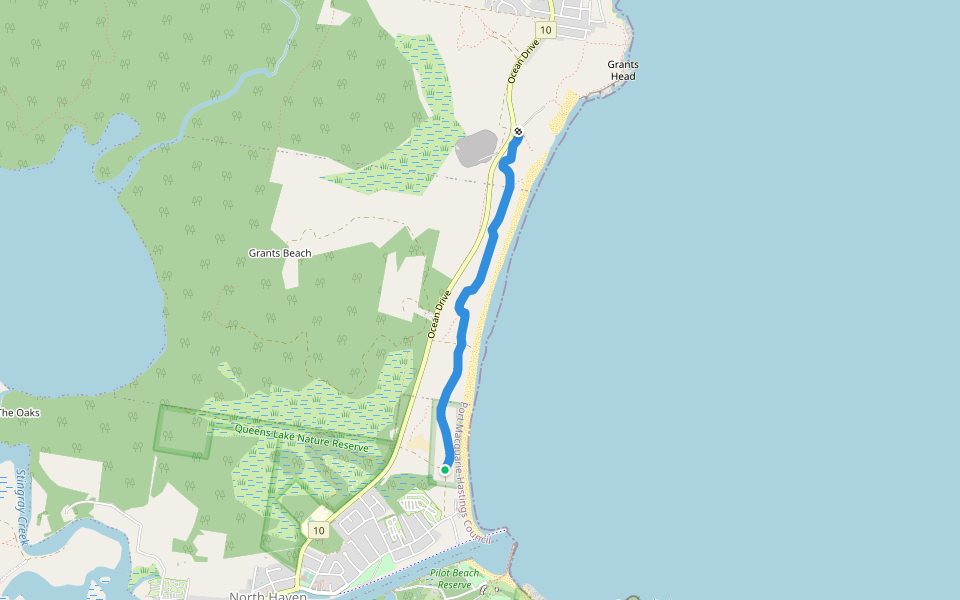 Coastal Walk walking route map in North Haven