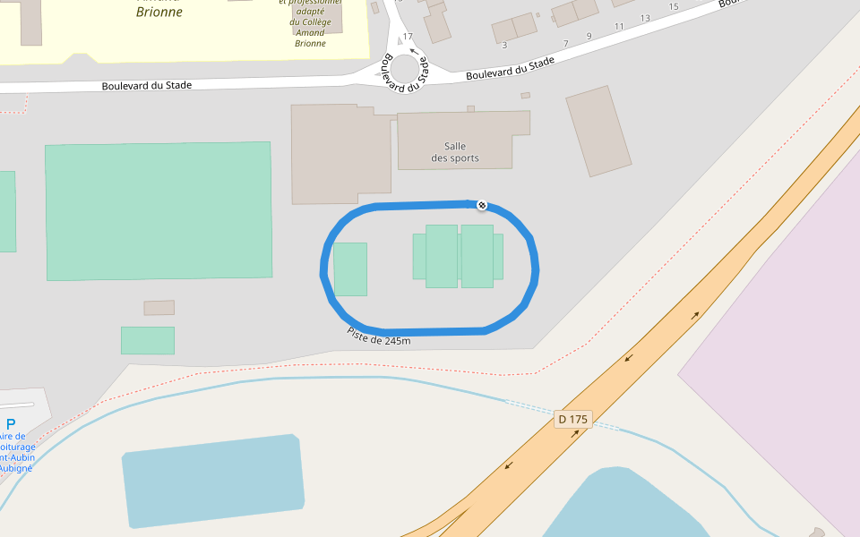 Piste de 245m walking route map in Saint-Aubin-d'Aubigné