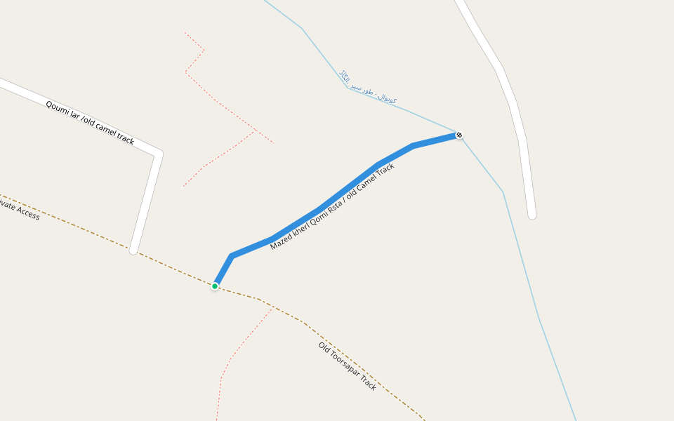 Mazed kherl Qomi Rsta / old Camel Track walking route map in Dara Adamkhel