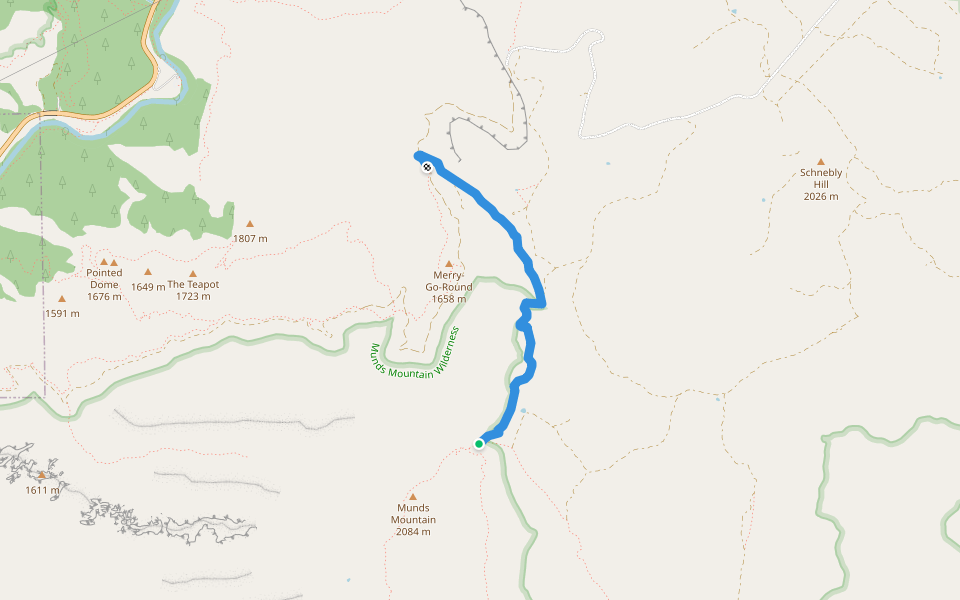 Schnebly Hill Trail walking route map in Munds Park