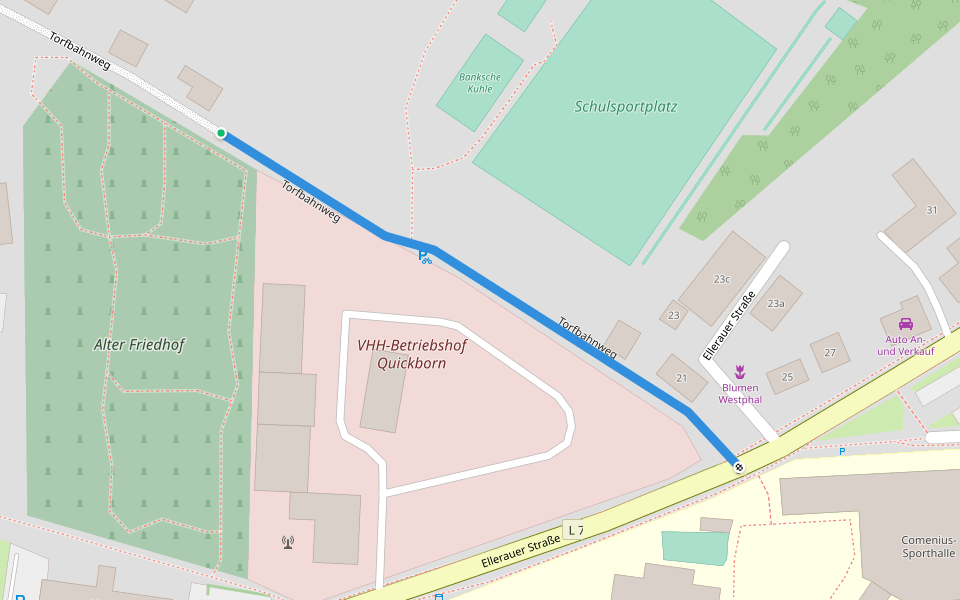 Torfbahnweg walking route map in Quickborn