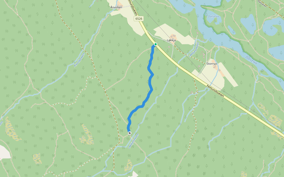 Løkkjveien walking route map in Røros