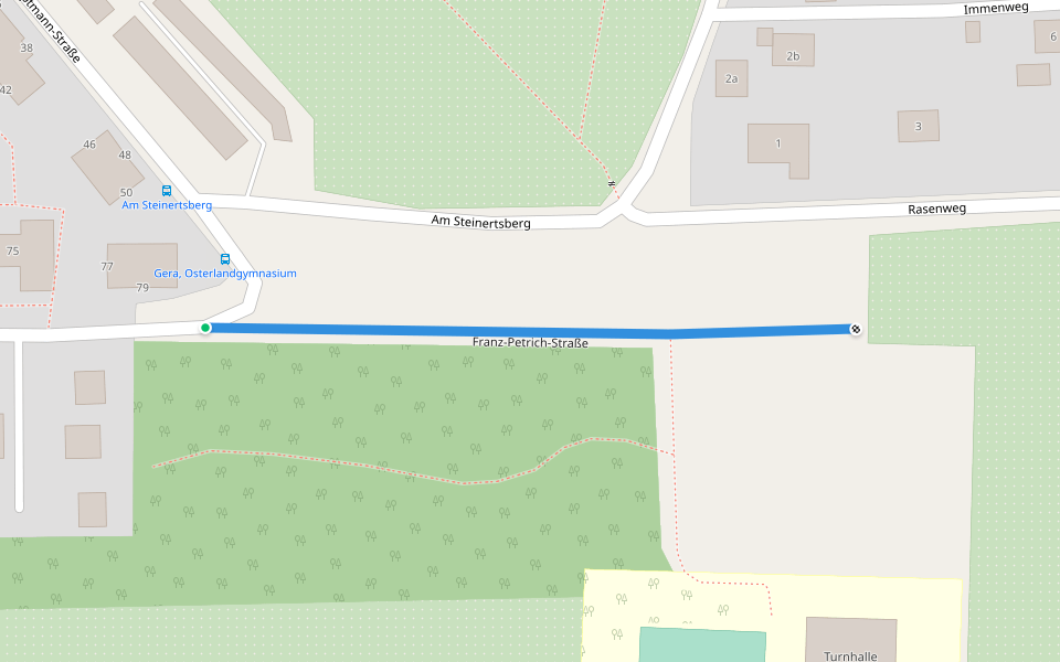 Franz-Petrich-Straße walking route map in Gera
