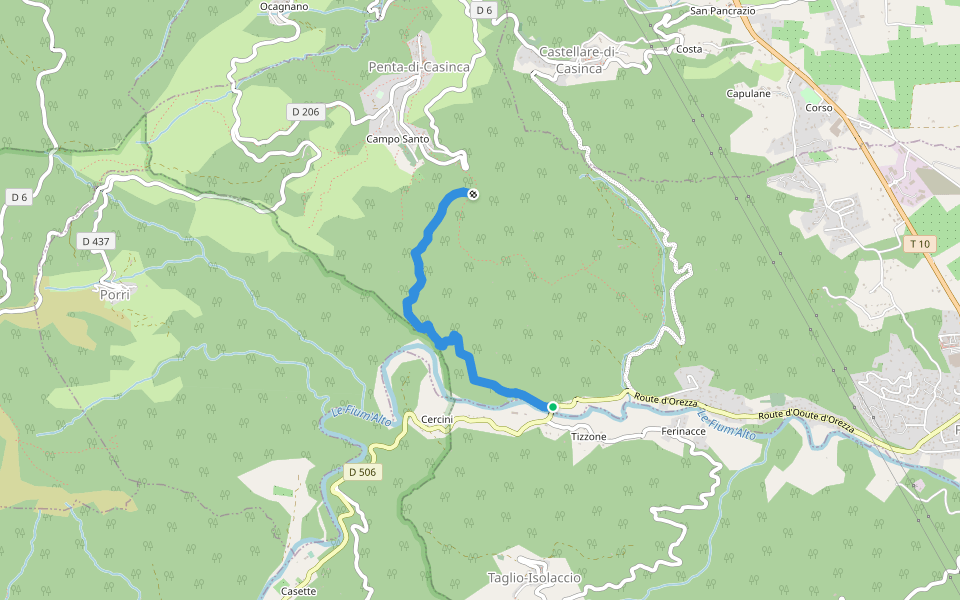 Chemin d'Exploitation walking route map in Penta-di-Casinca