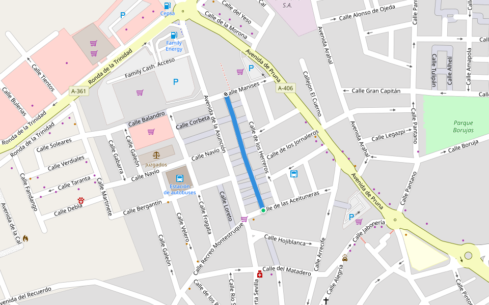 Barriada La Guita walking route map in Morón de la Frontera