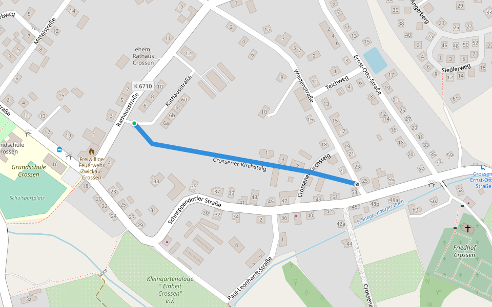 Crossener Kirchsteig walking route map in Zwickau