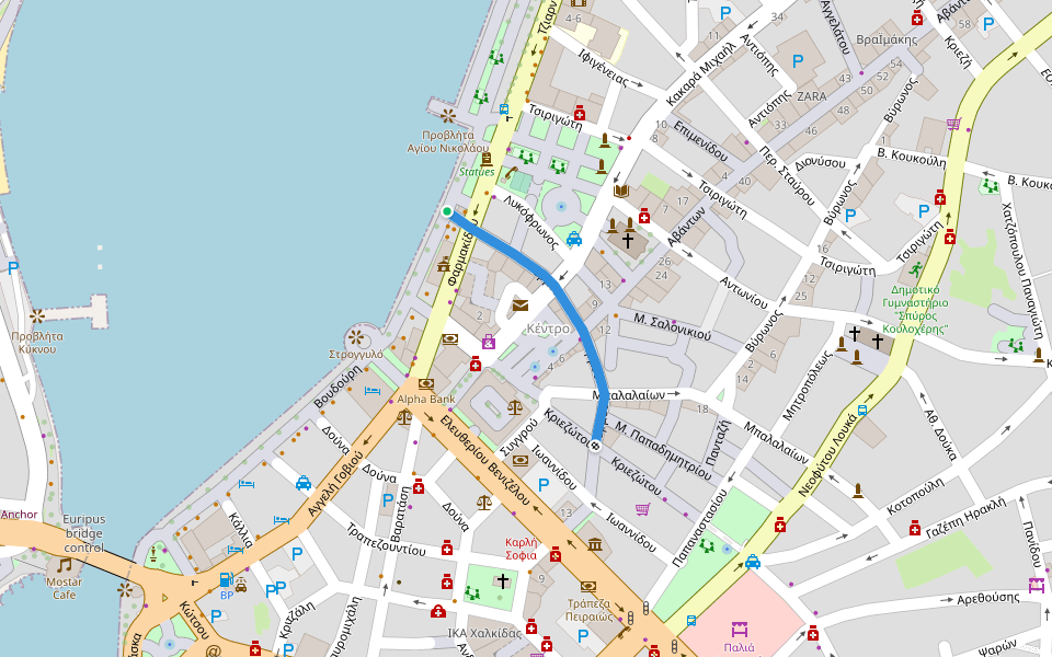 Ερμού walking route map in Chalkida