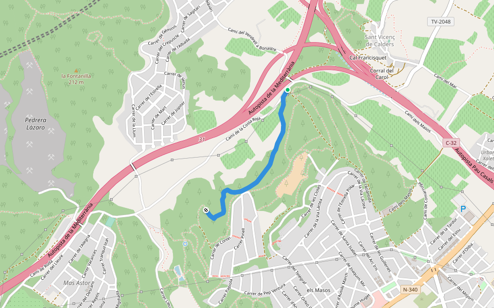 Camí dels Cebers walking route map in El Vendrell