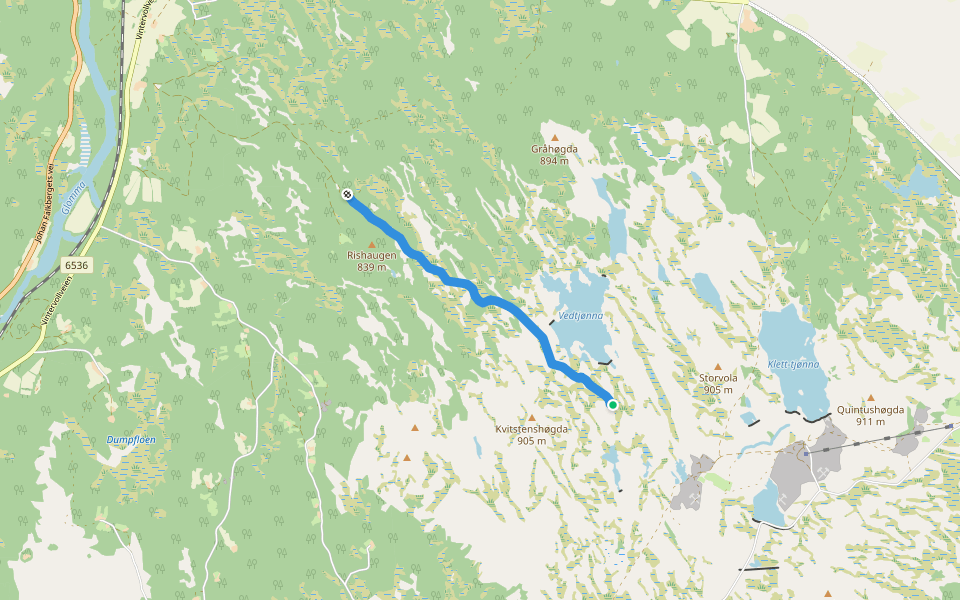 Bersveien frå Vintervollen walking route map in Glåmos
