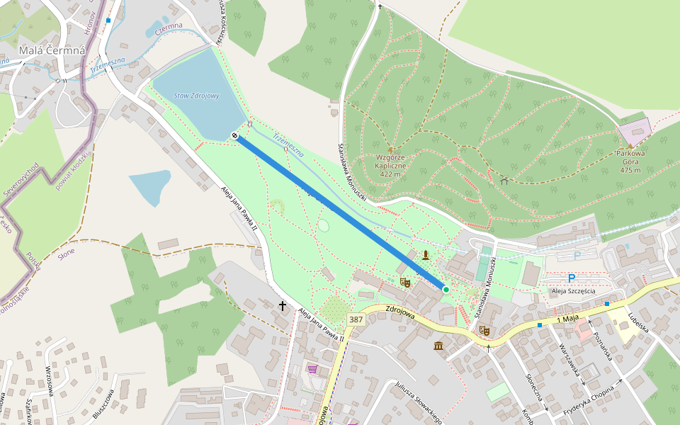 Aleja Główna walking route map in Czestochowa