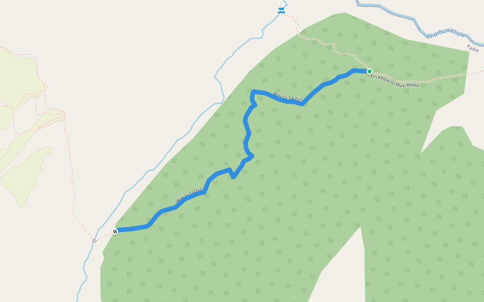 Way to Tachin walking route map in Sahartara
