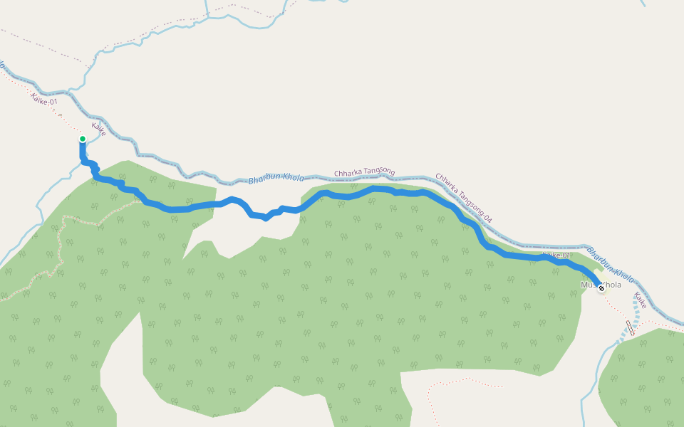 Liri Khola to Musi Khola walking route map in Sahartara