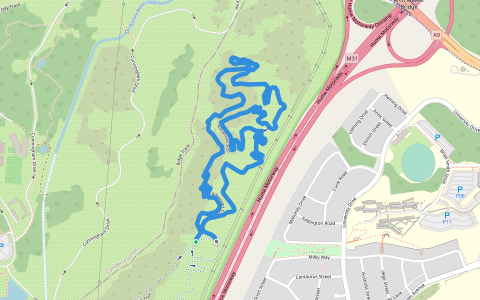 Advanced Trail walking route map in Mount Annan