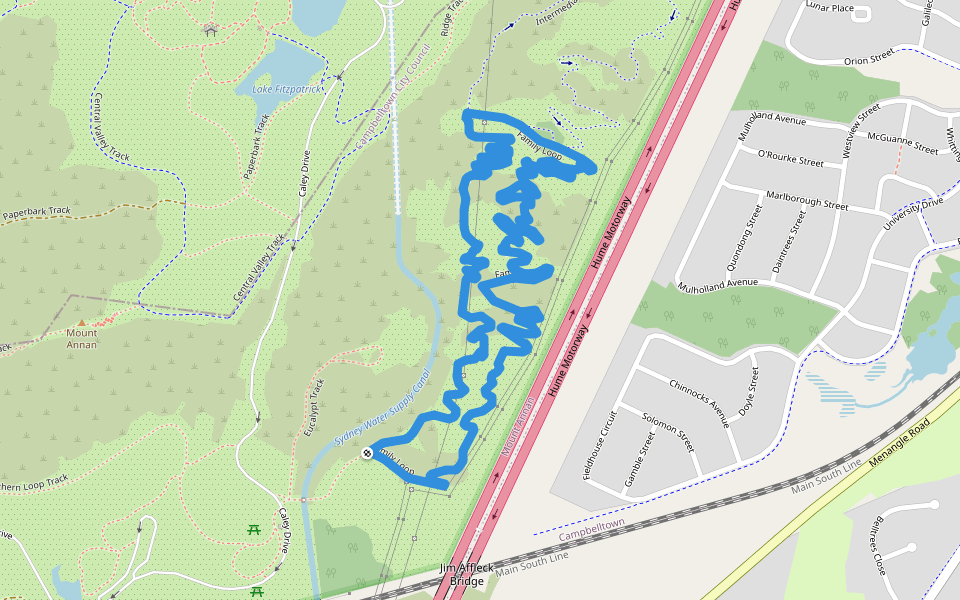 Family Loop walking route map in Mount Annan