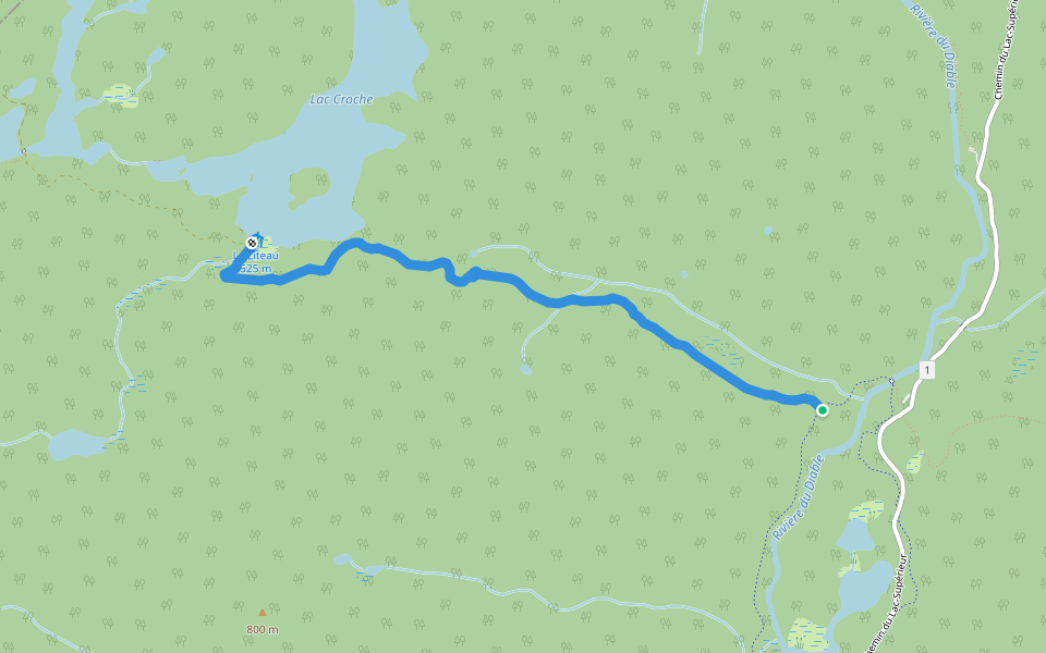 Le Liteau walking route map in Lac-Supérieur