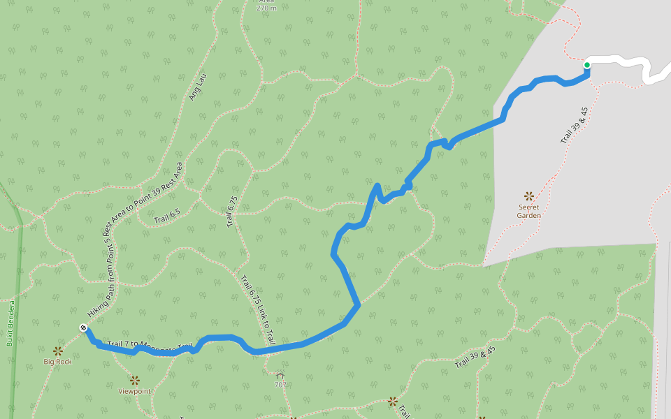 Trail 7 to Moongate Trail walking route map in George Town