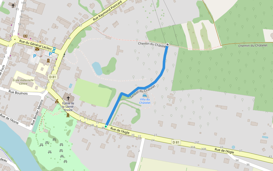 Sentier du Châtelet walking route map in Choisy-au-Bac
