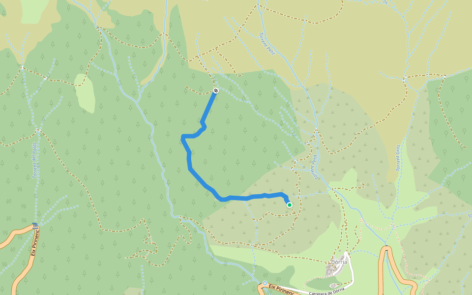 Camí de la Pleta de Dòrria walking route map in Toses