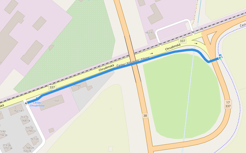 Čáslav - Koudelov - Filipov walking route map in Čáslav