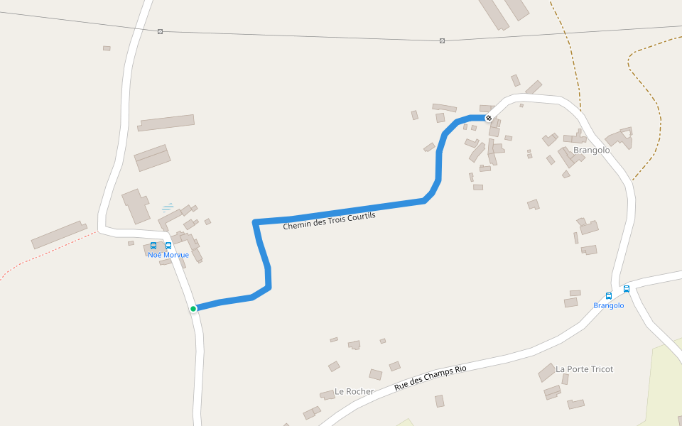 Chemin des Trois Courtils walking route map in Plaintel