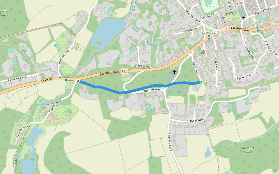 FP 163 walking route map in Westcott