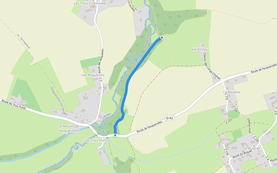 Sentier de la Roquette walking route map in Saint-Louet-sur-Seulles