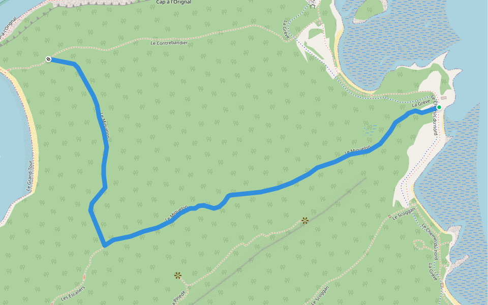 Le Miquelon walking route map in Rimouski