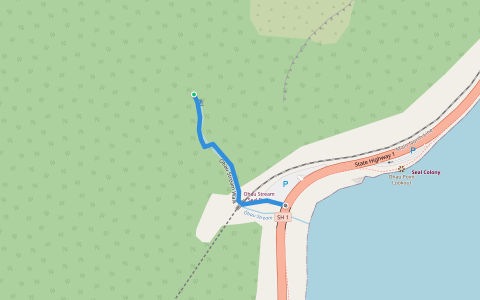Ohau Stream Walk walking route map in Half Moon Bay