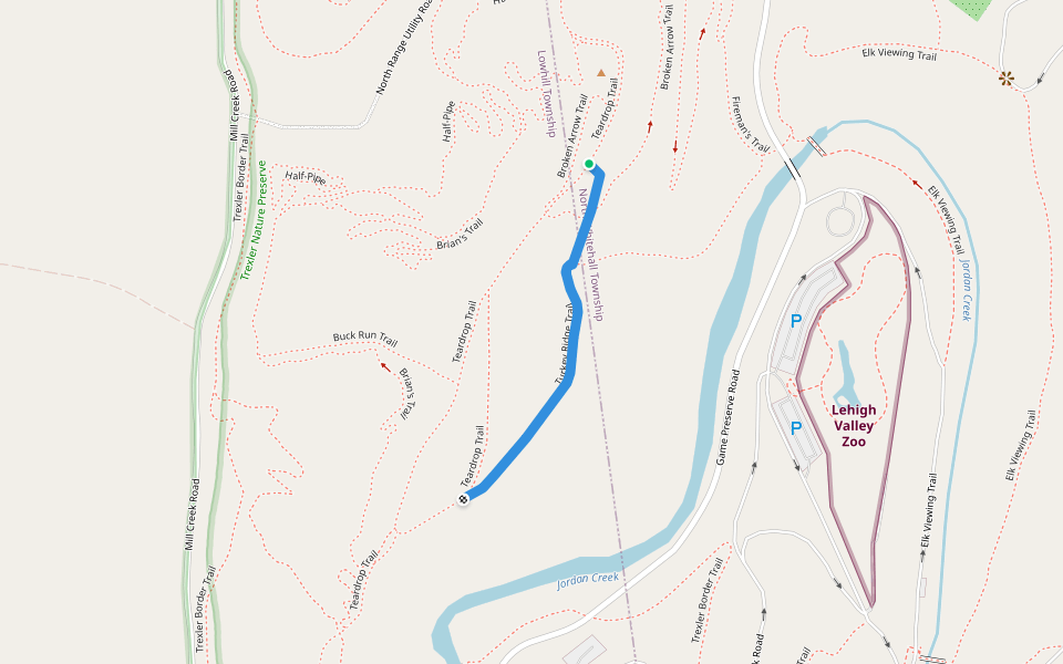 Turkey Ridge Trail walking route map in Schnecksville