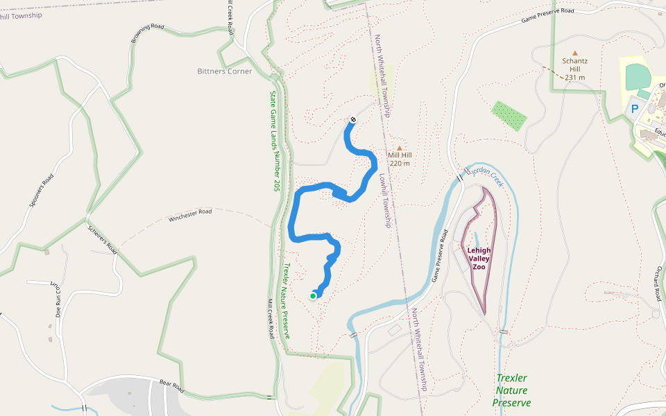 Brian's Trail walking route map in Schnecksville