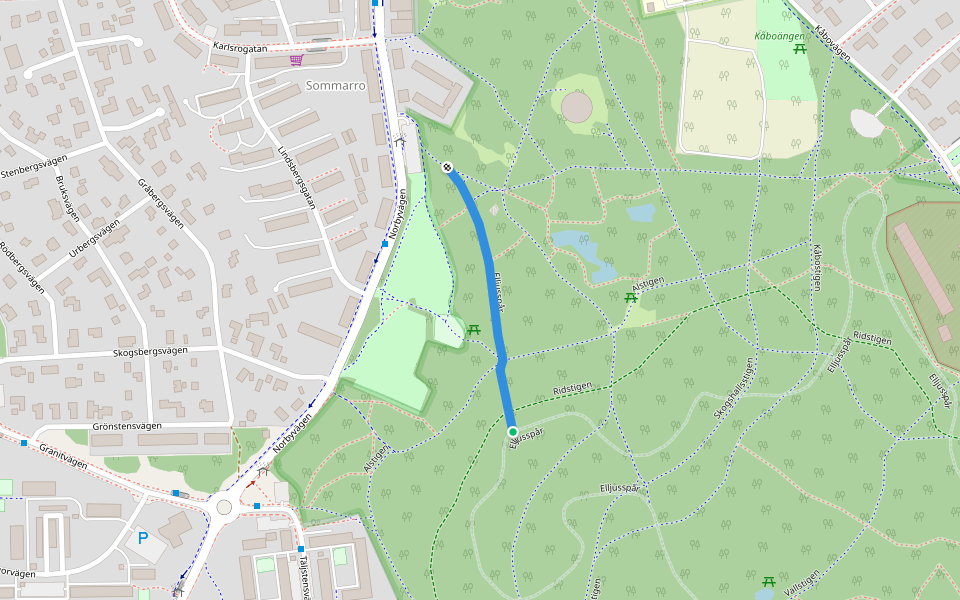 Elljusspår walking route map in Uppsala