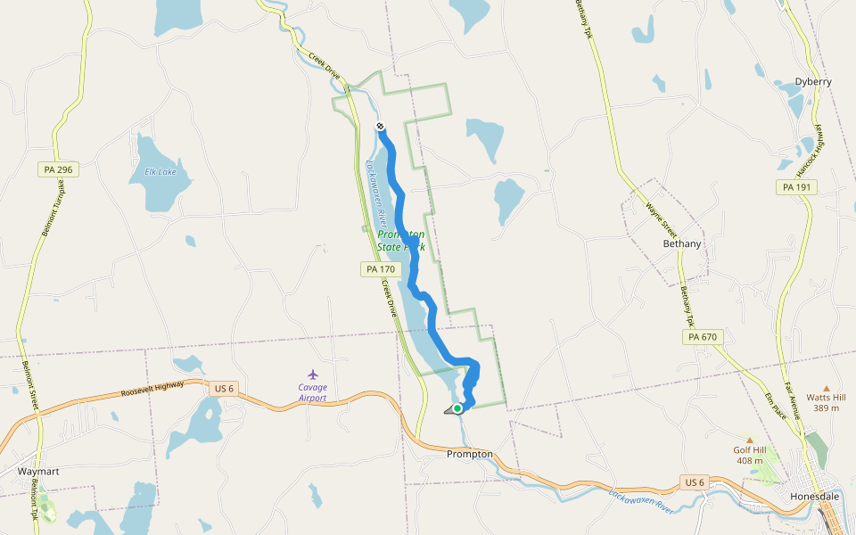 East Shore Trail walking route map in Prompton