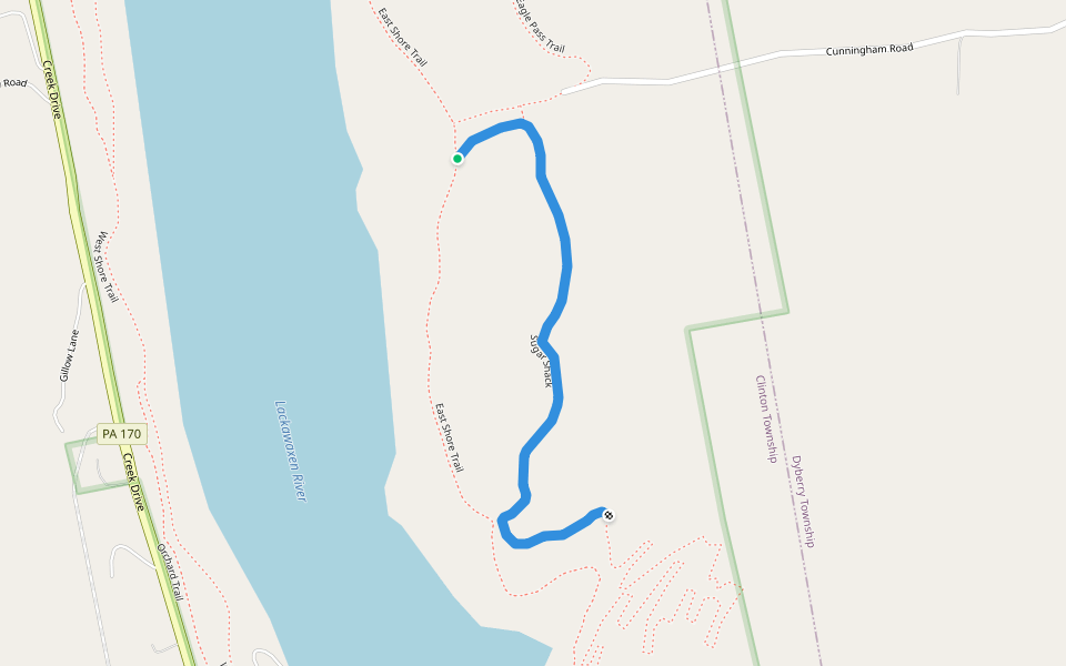 Sugar Shack walking route map in Prompton