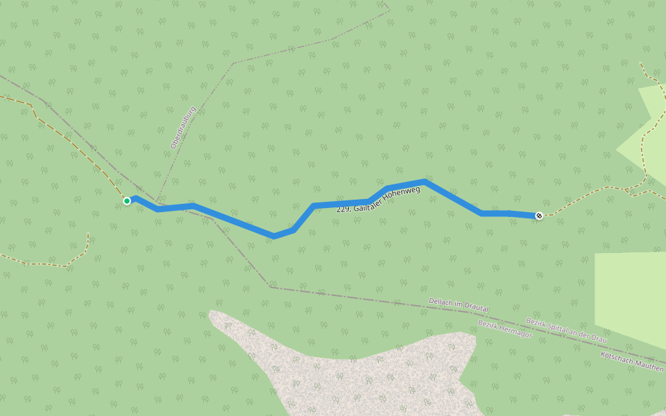 229, Gailtaler Höhenweg walking route map in Laas