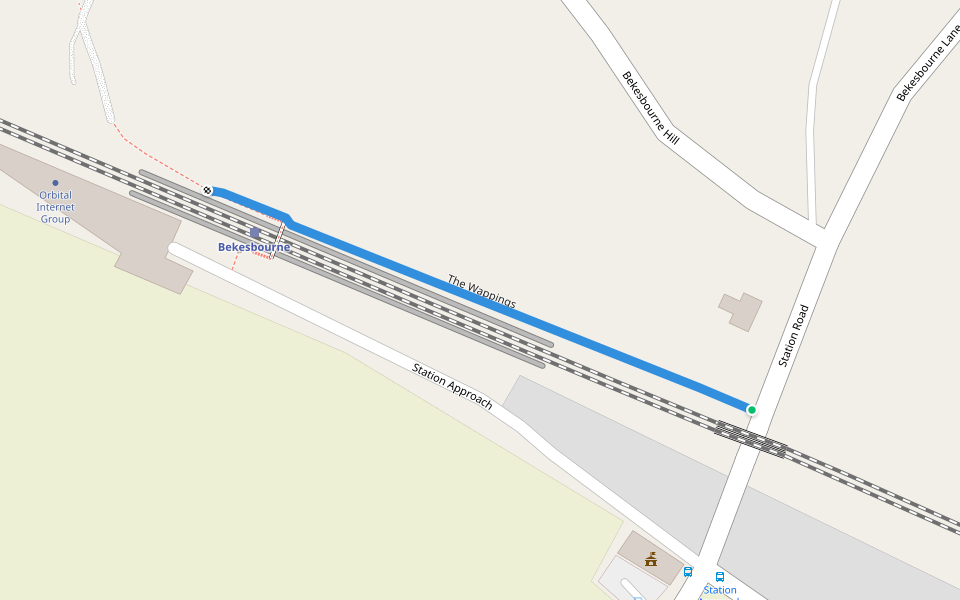 The Wappings walking route map in Bekesbourne