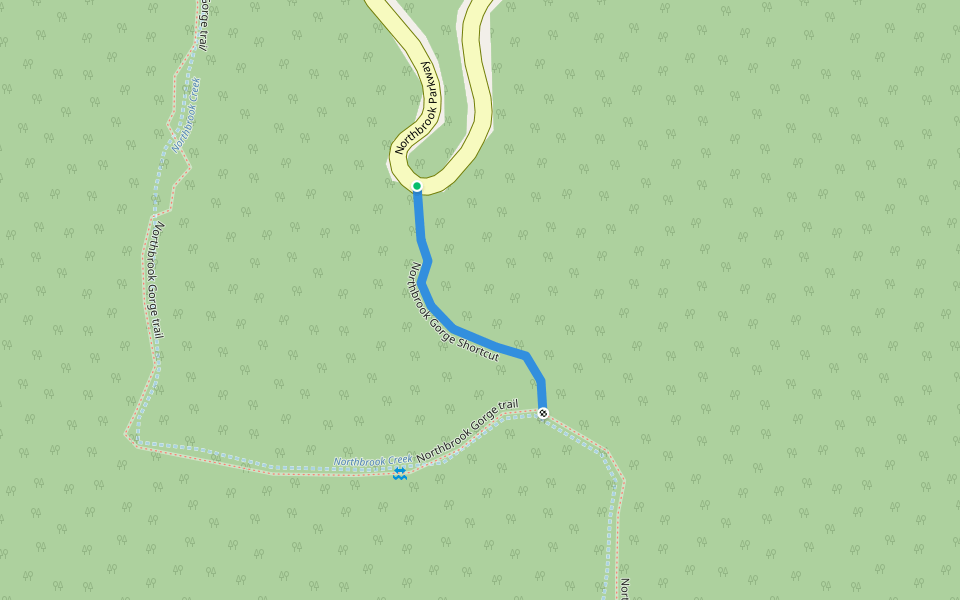 Northbrook Gorge Shortcut walking route map in Dundas