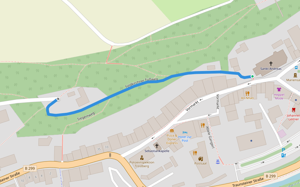 Feldkirchner Fußweg walking route map in Trostberg
