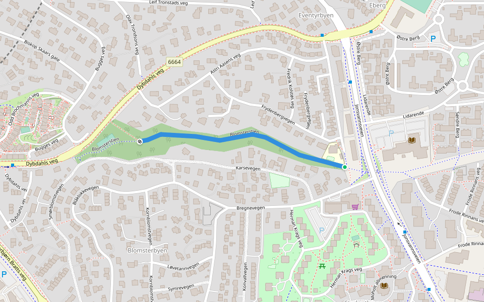 Blomsterstien walking route map in Moholt
