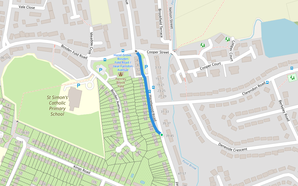 Hazelwood Road walking route map in Hazel Grove