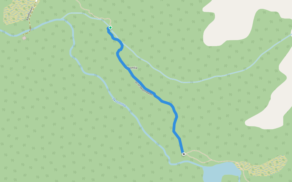 Sti til Skromdalen walking route map in Mevik