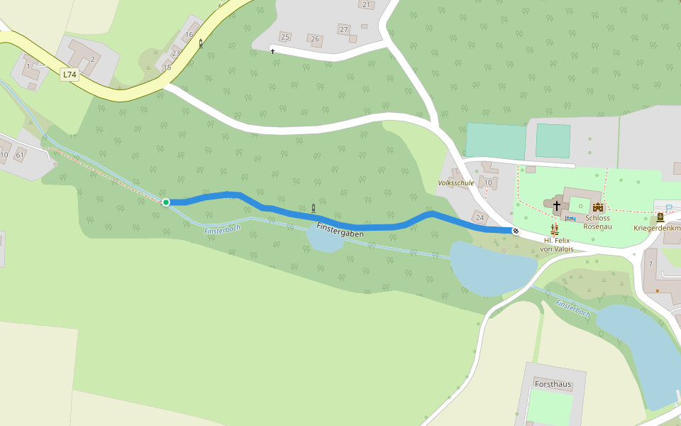 Finstergaben walking route map in Schloss Rosena