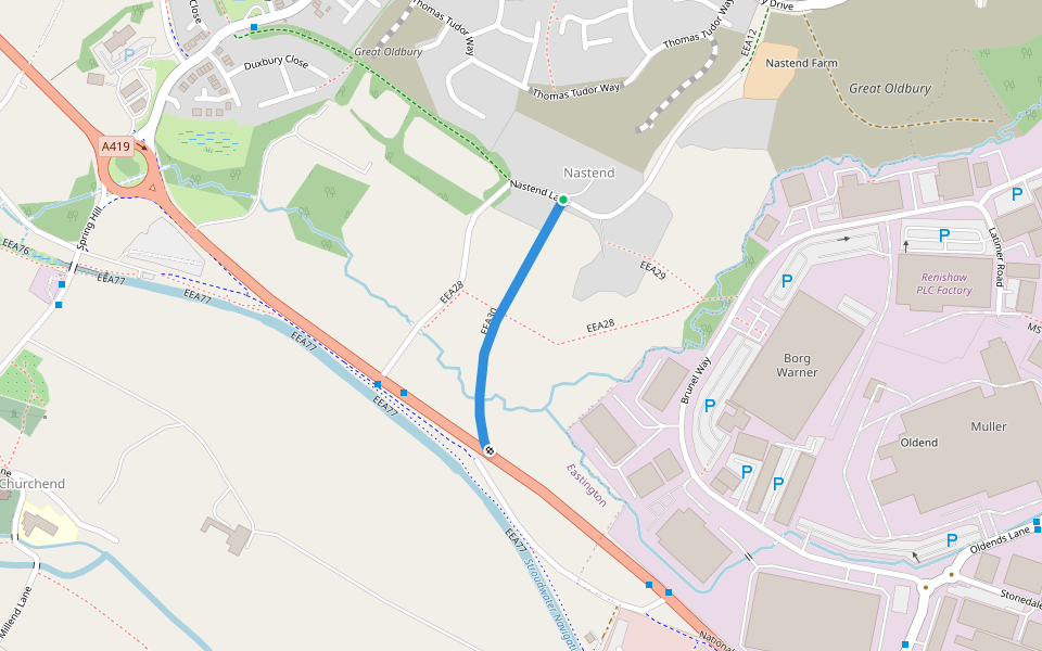 EEA30 walking route map in Stonehouse