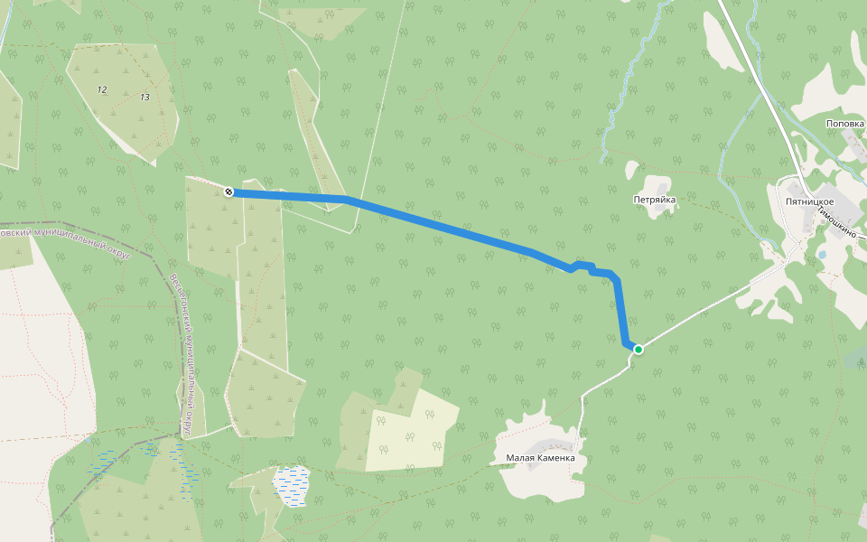 михеево пятницкая тропа walking route map in Malaya Kamenka