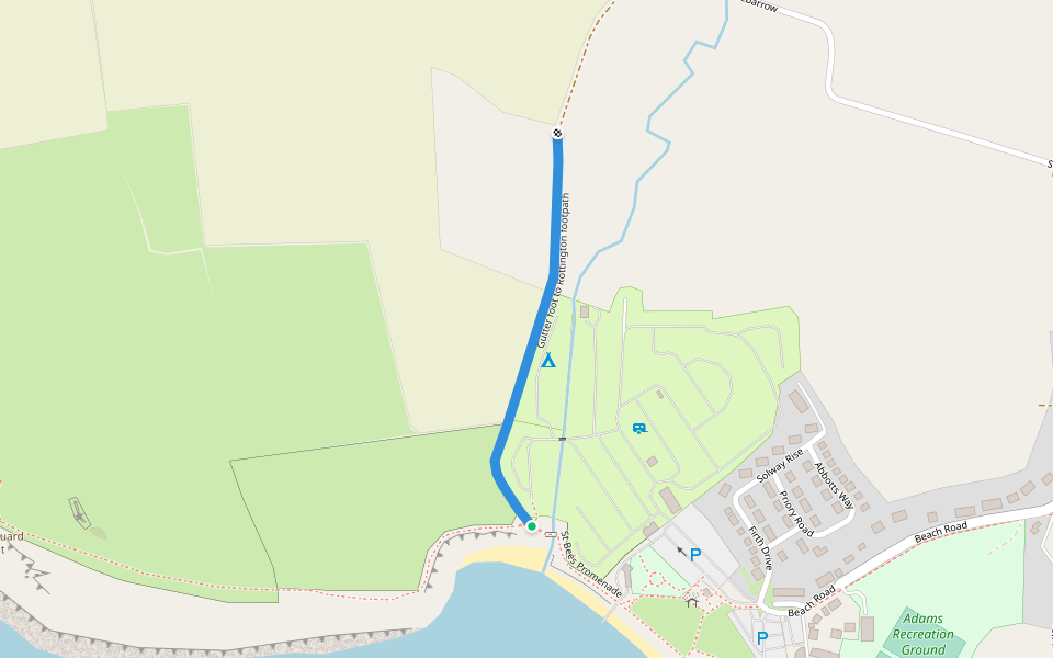 Gutter foot to Rottington footpath walking route map in Saint Bees