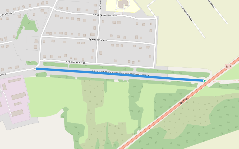 Пешеходная тропа вдоль старого Сибирского тракта walking route map in Debesy