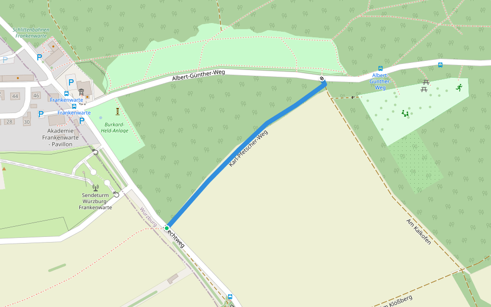 Karl-Pfetscher-Weg walking route map in Würzburg