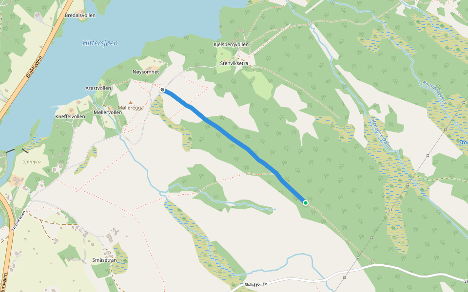 Klemmetstien walking route map in Røros